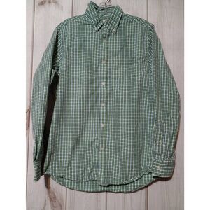 Old‎ Navy Shirt Men's Medium Green White Check Button Front Long Sleeve